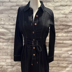 Dark blue Jean dress long sleeve corset style removable belt denim style new